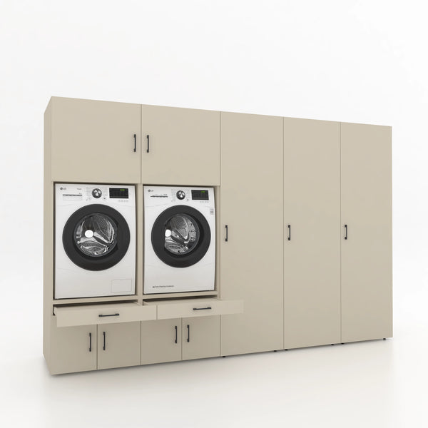 Wasmachinekast 5 delig - 314x205x67cm – Greige