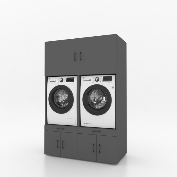 Wasmachinekast 2 delig - 134x205x67cm – Antraciet