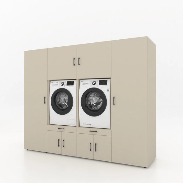 Wasmachinekast 4 delig - 254x205x67cm – Greige