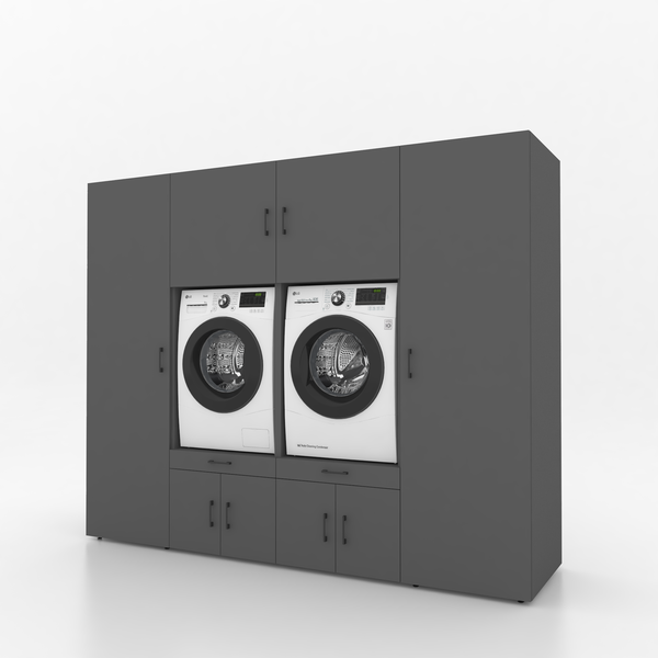 Wasmachinekast 4 delig - 254x205x67cm – Antraciet