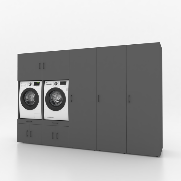 Wasmachinekast 5 delig - 314x205x67cm – Antraciet