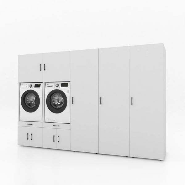 Wasmachinekast 5 delig - 314x205x67cm – Wit