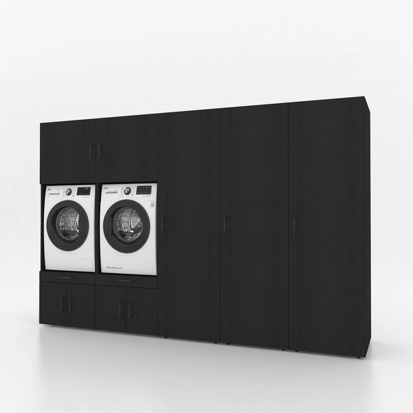 Wasmachinekast 5 delig - 314x205x67cm – Zwart Eiken