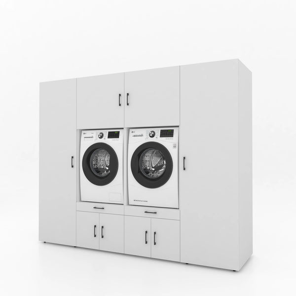 Wasmachinekast 4 delig - 254x205x67cm – Wit