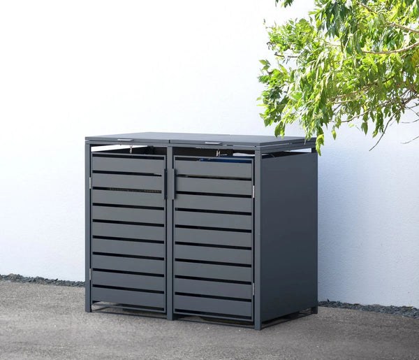 Armoire de conversion pour conteneurs Kastrex - Pour 2 poubelles à roulettes - Résistante aux intempéries et sans entretien - Acier revêtu