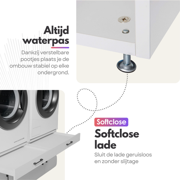 Meuble pour machine à laver, 1 pièce - 67 x 145 x 67 cm - Blanc