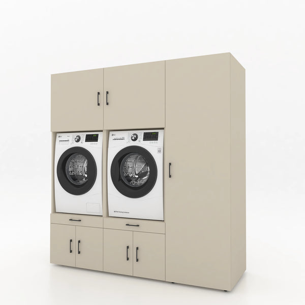 Wasmachinekast 3 delig - 194x205x67cm – Greige