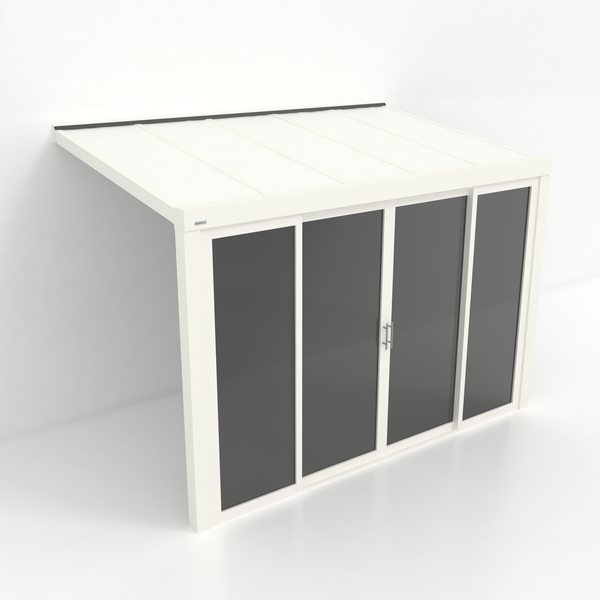 Kastrex Tuinkamer Aluminium - Luxe Buitenruimte met Polycarbonaat Dak - Privacy Glas - Gratis Montage - Wit