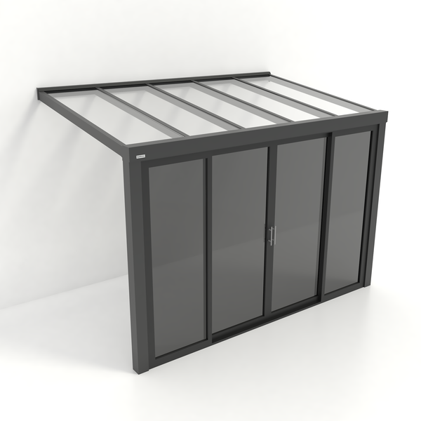 Kastrex Tuinkamer Aluminium - Luxe Buitenruimte met Glazen Dak - Privacy Glas - Gratis Montage - Antraciet