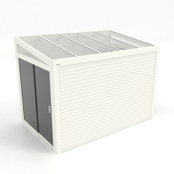 Kastrex Terrasoverkapping Aluminium - Luxe Buitenruimte met Glazen Dak - Privacy Glas - Gratis Montage - Wit