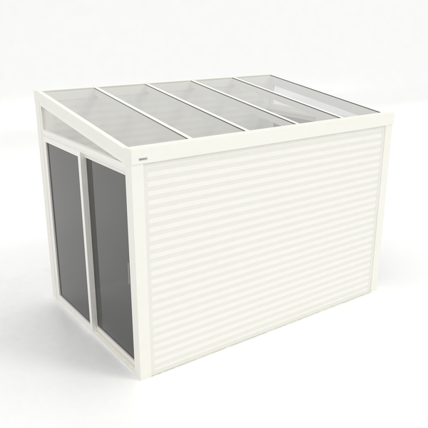 Kastrex Terrasoverkapping Aluminium - Luxe Buitenruimte met Glazen Dak - Privacy Glas - Gratis Montage - Wit