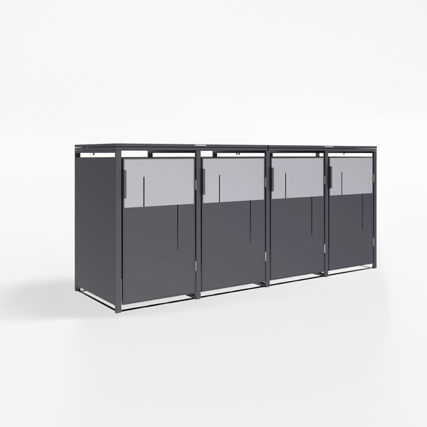 Kliko Ombouw Kast - Voor 4 Containers - Weerbestendig & Onderhoudsvrij - Gecoat Staal - Antraciet