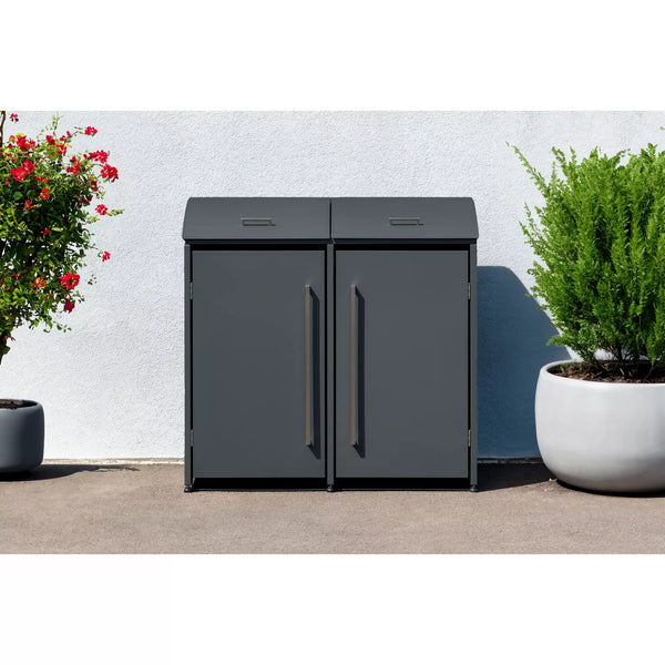 Armoire de conversion pour conteneurs Kastrex - Pour 2 poubelles à roulettes - Résistante aux intempéries et sans entretien - Acier revêtu