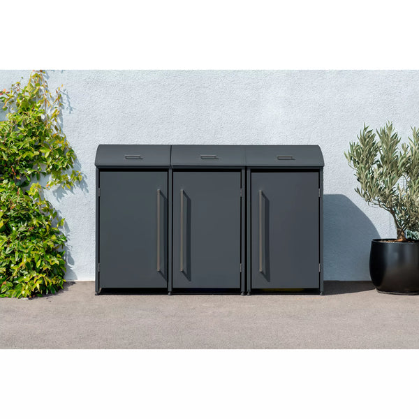 Armoire de conversion pour conteneurs Kastrex - Pour 2 poubelles à roulettes - Résistante aux intempéries et sans entretien - Acier revêtu