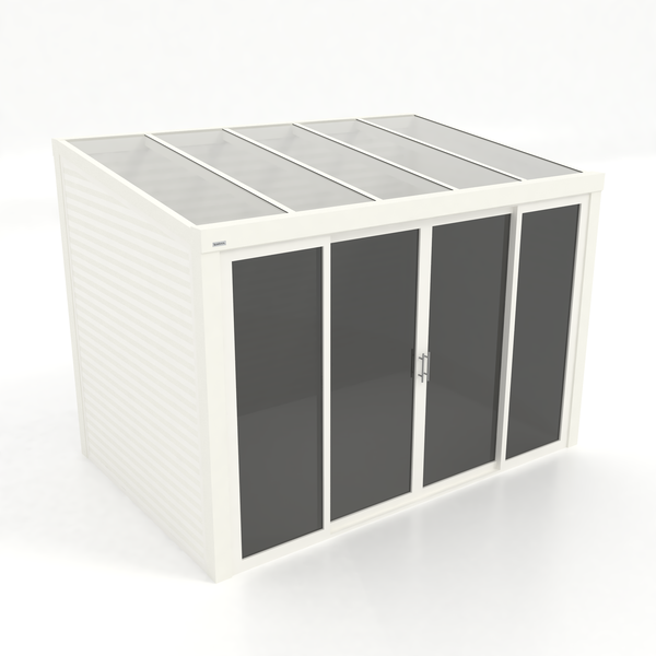 Kastrex Terrasoverkapping Aluminium - Luxe Buitenruimte met Glazen Dak - Privacy Glas - Gratis Montage - Wit