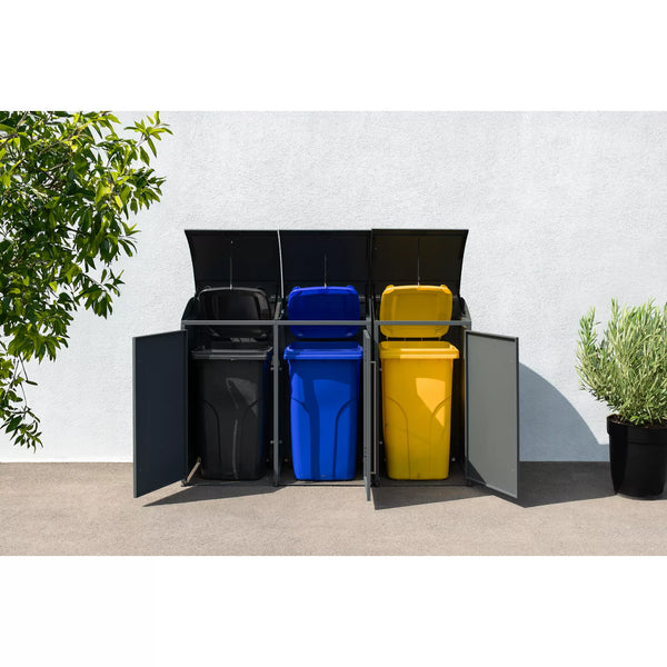 Armoire de conversion pour conteneurs Kastrex - Pour 2 poubelles à roulettes - Résistante aux intempéries et sans entretien - Acier revêtu