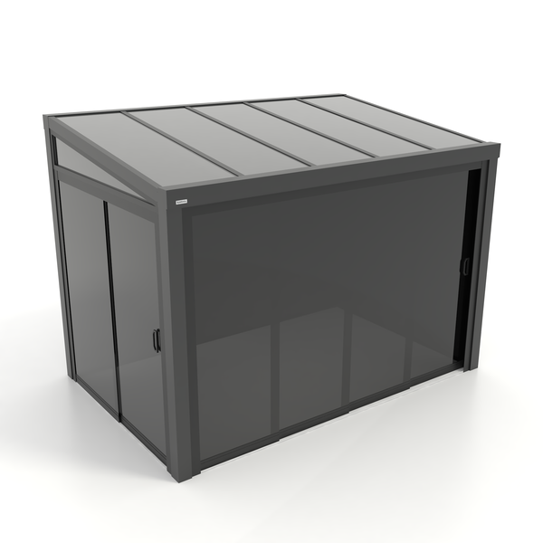Kastrex Terrasoverkapping Aluminium - Luxe Buitenruimte met Glazen Dak - Privacy Glas - Gratis Montage - Antraciet