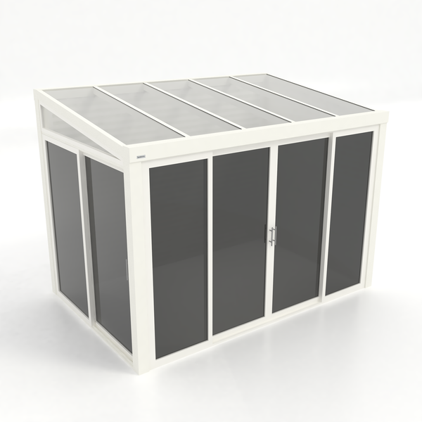 Kastrex Terrasoverkapping Aluminium - Luxe Buitenruimte met Glazen Dak - Privacy Glas - Gratis Montage - Wit