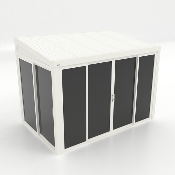 Kastrex Terrasoverkapping Aluminium - Luxe Buitenruimte met Privacy Glas - Gratis Montage - Wit