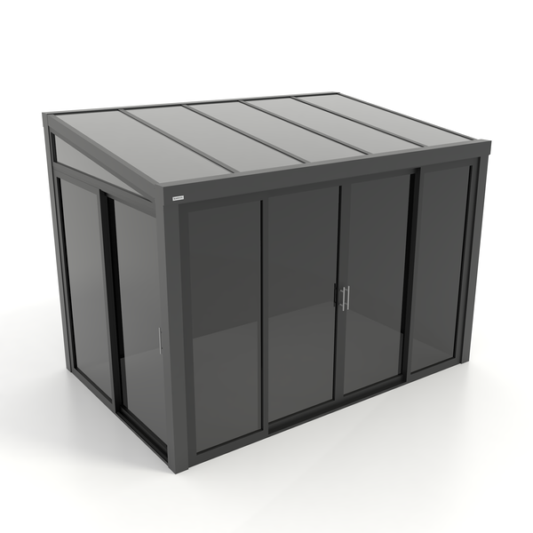 Kastrex Terrasoverkapping Aluminium - Luxe Buitenruimte met Glazen Dak - Privacy Glas - Gratis Montage - Antraciet