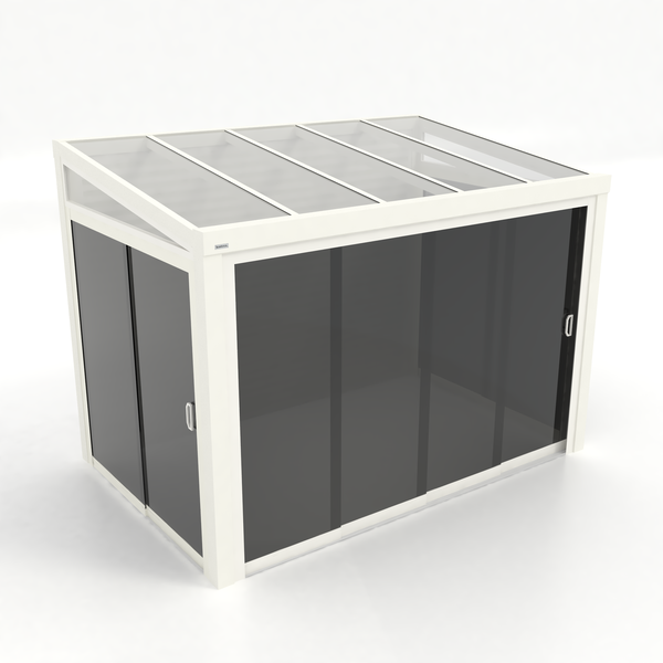 Kastrex Terrasoverkapping Aluminium - Luxe Buitenruimte met Glazen Dak - Privacy Glas - Gratis Montage - Wit