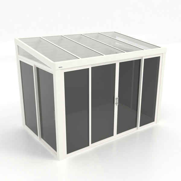 Kastrex Terrasoverkapping Aluminium - Luxe Buitenruimte met Glazen Dak - Privacy Glas - Gratis Montage - Wit