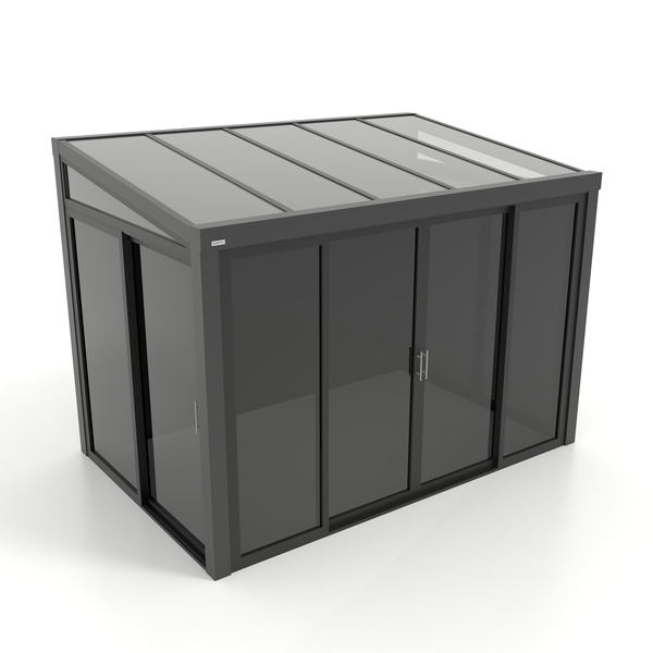 Kastrex Terrasoverkapping Aluminium - Luxe Buitenruimte met Glazen Dak - Privacy Glas - Gratis Montage - Antraciet