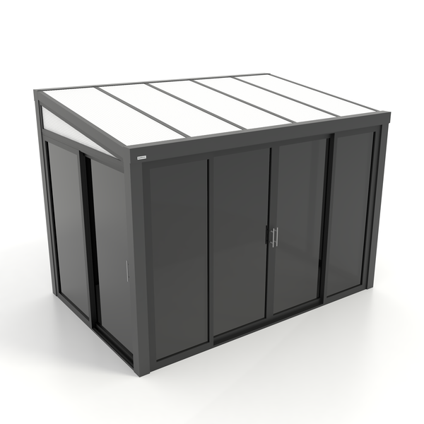 Kastrex Terrasoverkapping Aluminium - Luxe Buitenruimte met Privacy Glas- Gratis Montage - Antraciet