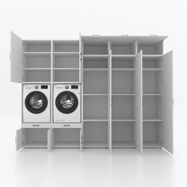Wasmachinekast 5 delig - 314x240x67cm – Wit