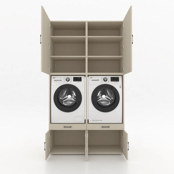 Wasmachinekast 2 delig - 134x240x67cm – Greige
