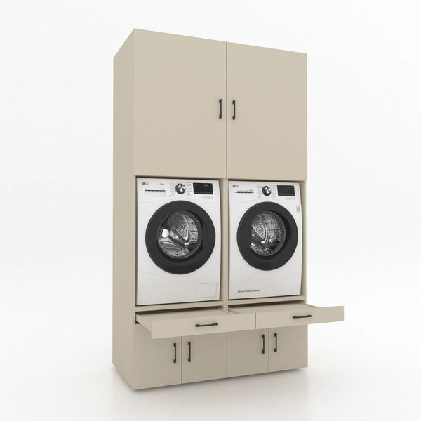 Wasmachinekast 2 delig - 134x240x67cm – Greige