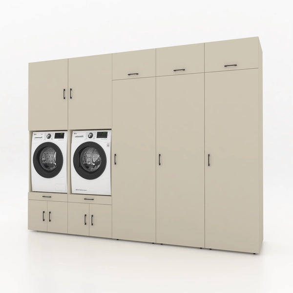Wasmachinekast 5 delig - 314x240x67cm – Greige