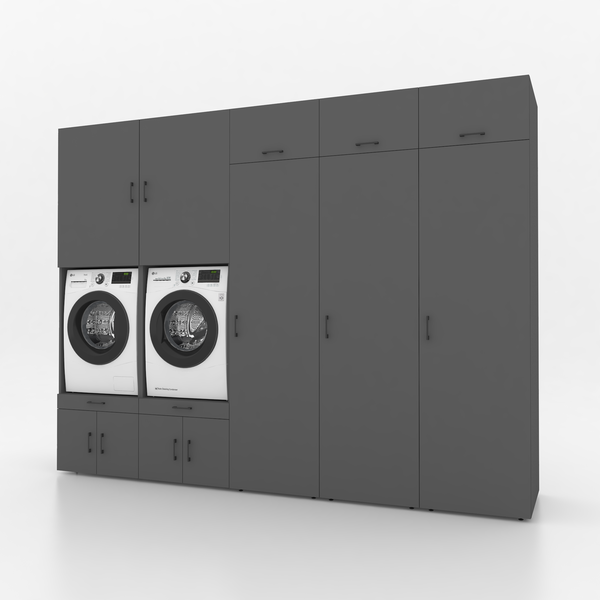 Wasmachinekast 5 delig - 314x240x67cm – Antraciet