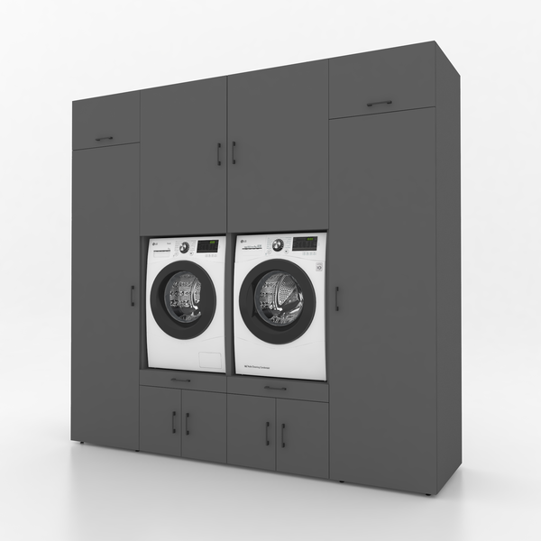 Wasmachinekast 4 delig - 254x240x67cm – Antraciet