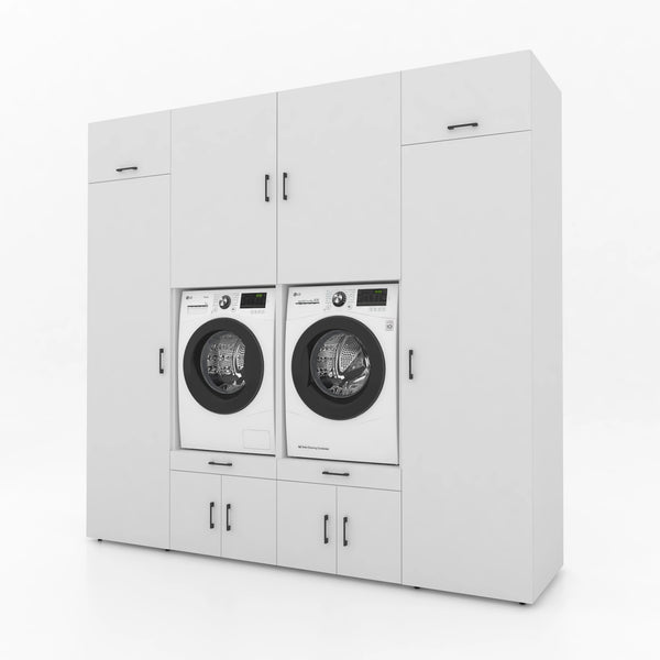 Wasmachinekast 4 delig - 254x240x67cm – Wit