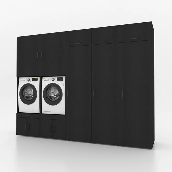 Wasmachinekast 5 delig - 314x240x67cm – Zwart Eiken