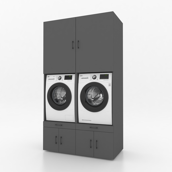 Wasmachinekast 2 delig - 134x240x67cm – Antraciet