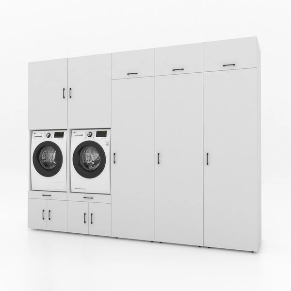 Wasmachinekast 5 delig - 314x240x67cm – Wit