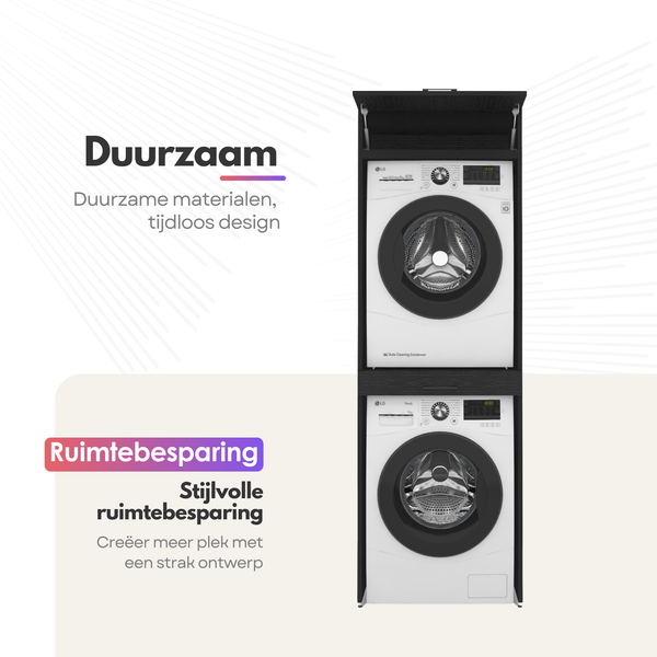 Dryer on washing machine cabinet 1 piece - 67x205x67cm - Black Oak