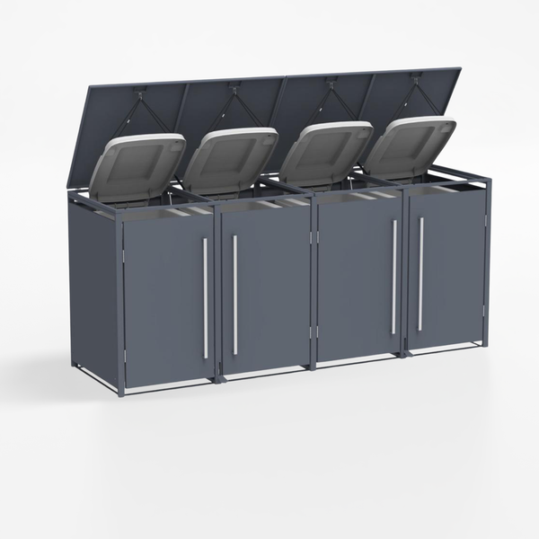 Containerombouw Kast met Voetpedaal - Voor 4 Containers - Hygiënisch en Handsfree in Gebruik - Weerbestendig & Onderhoudsvrij - Gecoat Staal - Steel