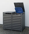 Armoire de conversion pour conteneurs Kastrex - Pour 2 poubelles à roulettes - Résistante aux intempéries et sans entretien - Acier revêtu