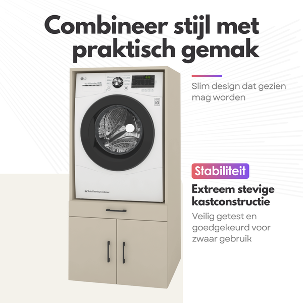 Washing machine cabinet, 1 piece - 67x205x67cm – Greige