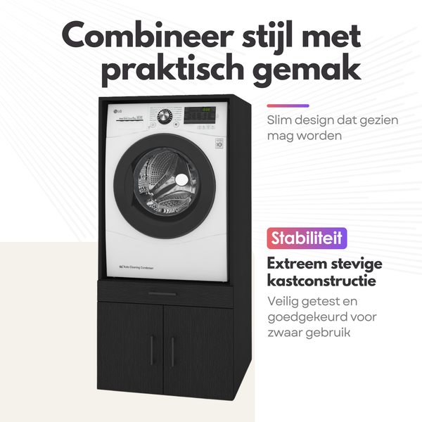 Washing machine cabinet, 1 piece - 67x145x67cm - Black oak
