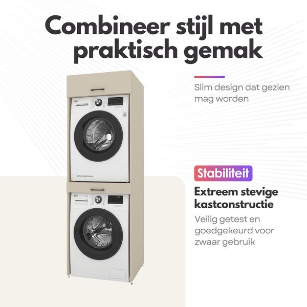 Dryer on washing machine cabinet 4-piece - 247x205x67cm – Greige
