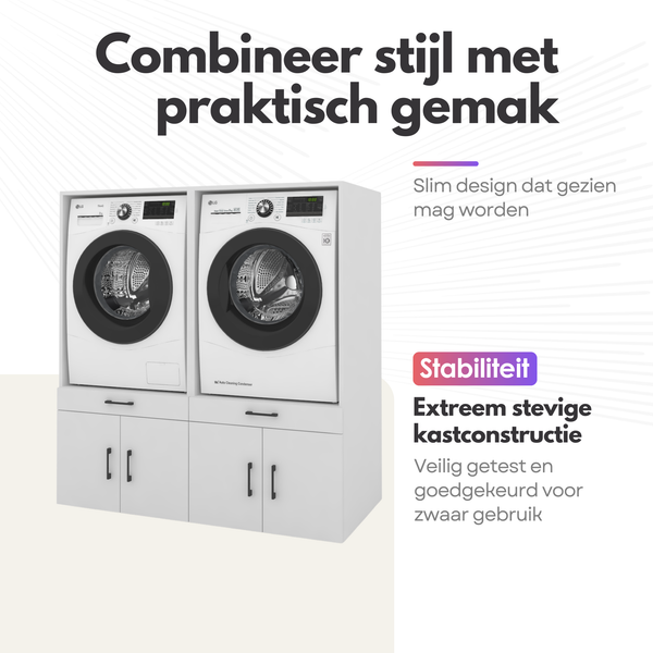 Meuble pour lave-linge 3 pièces - 194 x 145 x 67 cm - Blanc