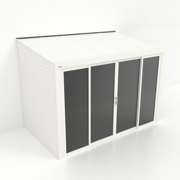 Kastrex Tuinkamer Aluminium - Luxe Buitenruimte met Polycarbonaat Dak - Privacy Glas - Gratis Montage - Wit