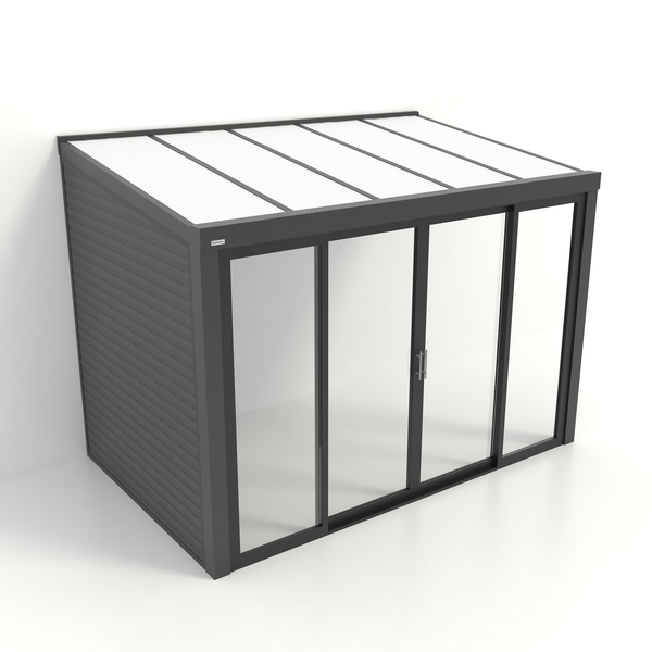 Kastrex Tuinkamer Aluminium - Luxe Buitenruimte met Polycarbonaat Dak - Gratis Montage - Antraciet