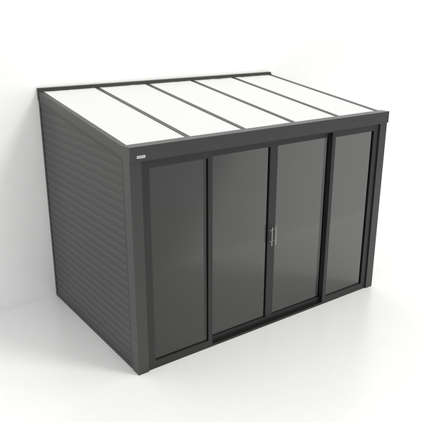 Kastrex Tuinkamer Aluminium - Luxe Buitenruimte met Polycarbonaat Dak - Privacy Glas - Gratis Montage - Antraciet