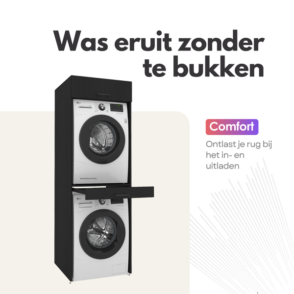 Dryer on washing machine cabinet 1 piece - 67x205x67cm - Black Oak