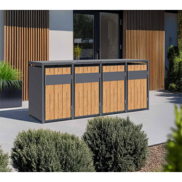 Armoire de conversion pour conteneurs Kastrex - Pour 2 poubelles à roulettes - Résistante aux intempéries et sans entretien - Acier revêtu